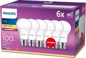 КОМПЛЕКТ 6x LED крушки Philips A60 B22/13W/230V 2700K