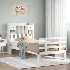 3322791 vidaXL Легло с етажерка за книги, без матрак, 90x200 см, бор масив