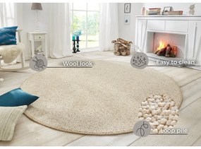 Кремав кръгъл килим ø 200 cm Wolly – BT Carpet