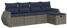 3325567 vidaXL Градински комплект с възглавници, 5 части, сив полиратан