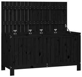 823840 vidaXL Кутия за съхранение, черна, 115x49x60 см, борово дърво масив