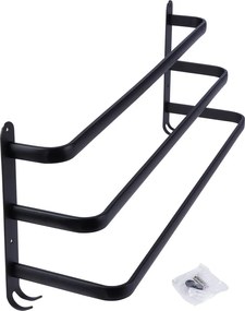 Закачалка за хавлии за баня, черен мат, 60 cm