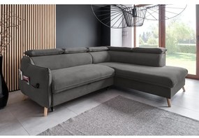 Тъмносив ъглов разтегателен диван от кадифе (десен ъгъл) Sweet Harmony - Miuform