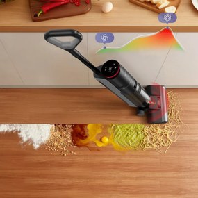 Вертикална прахосмукачка DREAME H12 Pro HHR25A, 300W, 0.7/0.9 л, 3 режима, 35 мин, Мокро/сухо, Гласови известия, LED, Автоматично сушене на мопа, Черен/сив