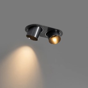 Кръгъл вграден прожектор тъмно сив GU10 50mm 2-светлинен - Installa