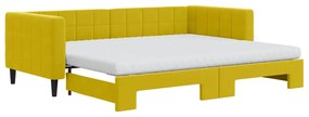 3196720 vidaXL Канапе с изтеглящо легло и матраци жълто 90x200 см кадифе