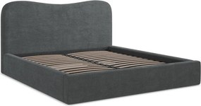 Тъмносиво двойно легло 160x200 cm тапицирано с място за съхранение с включена подматрачна рамка Kahai – Makamii