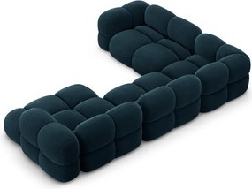 Тъмносин кадифен ъглов диван (ляв ъгъл/U форма) Loretto – Cosmopolitan Design