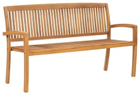3063314 vidaXL Стифираща градинска пейка с възглавница, 159 см, тик масив