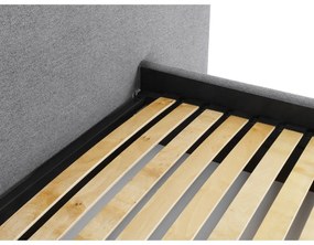 Сиво тапицирано двойно легло с място за съхранение и решетка 180x200 cm Walter - Milo Casa
