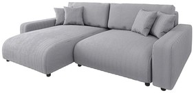 Светлосив разтегателен ъглов диван от рипсено кадифе (променлив) Sara – Ropez