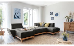 Тъмносив U-образен разтегателен диван, десен ъгъл Dazzling Daisy - Miuform