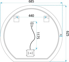 Огледало LED 70cm Fabio