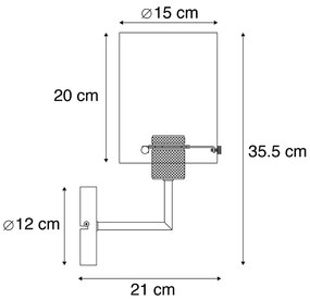 Дизайнерски стенен аплик черен с опушено стъкло - Dome