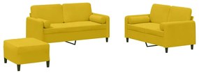 3202010 vidaXL Комплект дивани от 3 части с възглавници, жълт, кадифе