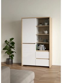 Витрина от дъбов декор в бял и естествен цвят 100x170x48 cm Next – Tvilum