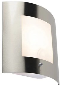 Външна стенна лампа стомана IP44 сензор за здрач - Emmerald