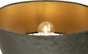 Настолна лампа бежова със зелен овален абажур и златист интериор 35 см - Thijmen