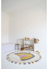 Кремав ръчно изработен памучен детски килим подходящ за пране ø110 cm Rainbow Moss – Nattiot