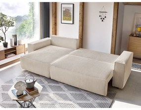 Разтегателен диван от велур в бяло и бежово Nihad - Bobochic Paris