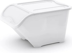 Бяла пластмасова кутия за съхранение с капак 55x39x32 cm All In Box – KIS
