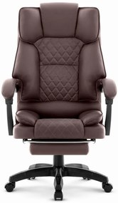 Ергономичен офис стол HC-1031 от екокожа с подложка за крака - кафяв