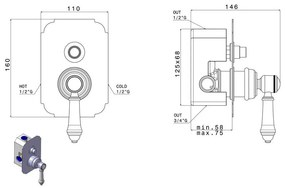 Вградена душ батерия в бронзов цвят (2 изхода) Vienna – Sapho
