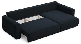 Тъмносин кадифен разтегателен ъглов диван с място за съхранение (десен ъгъл) Kapua – Makamii