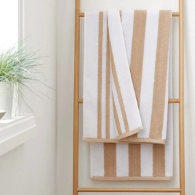 Бежово-бяла памучна кърпа за баня 70x120 cm - Bianca