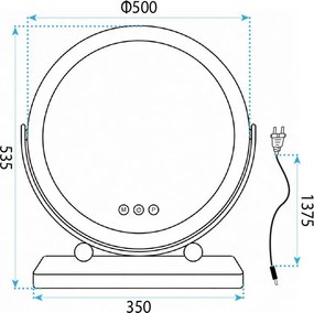 Огледало LED MAKE-UP Black 50 cm