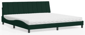3208619 vidaXL Легло с матрак Hanko, тъмнозелено, 200x200 см, кадифе