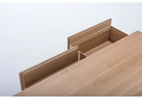 Черна/естествена маса за телевизор от масивен дъб 160x48 cm Fina – Gazzda