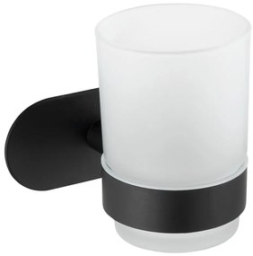 Матовочерна самодържаща се стъклена чаша за четка за зъби Orea - Wenko