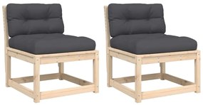 844704 vidaXL Градински дивани с възглавници, 2 бр, борово дърво масив