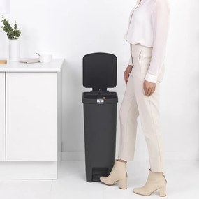 Кош за боклук с педал Brabantia StepUp 1005557, 40 л, Екологични материали, Голям отвор, Тъмносив