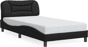 3208033 vidaXL Рамка за легло без матрак Hvar, черна 100x203 см изкуствена кожа