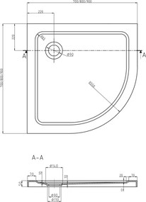 Mexen Rio полукръгла душ кабина 80 x 80 см, прозрачна, черна + поддушово