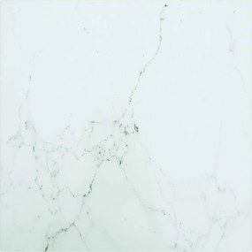 322253 vidaXL Плот за маса бял 40x40см 6мм закалено стъкло с мраморен дизайн