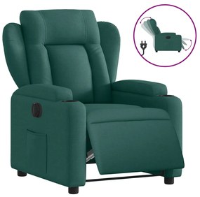 3204464 vidaXL Електрически реклайнер стол, тъмнозелен, текстил