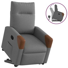 3324007 vidaXL Изправящ реклайнер стол, тъмносив, текстил