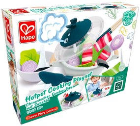 Hape - Детски готварски комплект, Китайска тенджера за фондю с аксесоари, 17 части