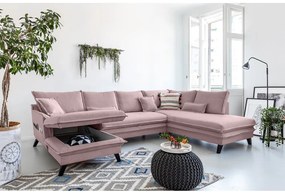 Праховорозов U-образен разтегателен диван, десен ъгъл Charming Charlie - Miuform