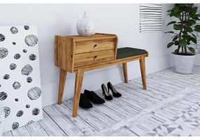 Дъбова пейка с чекмеджета със зелена седалка Retro - The Beds