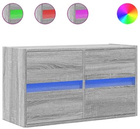 852290 vidaXL Стенен ТВ шкаф с LED осветление, сив сонома, 80x31x45 см