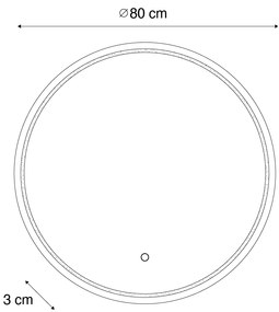 Модерно огледало за баня 80 см с LED и сензорен димер - Sebas