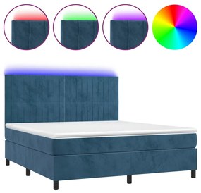 3136261 vidaXL Боксспринг легло с матрак и LED, тъмносиньо, 180x200 см, кадифе