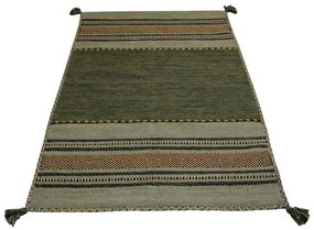 Зелено-кафяв памучен килим , 160 x 230 cm Antique Kilim - Webtappeti