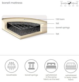 Светлокафяво боксспринг легло 140x200 cm Dove – Maison de Rêve