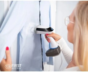 Уред за гладене с пара First Austria FA-5647-2, 1400W, 320 мл, 2 нива до 25 г/мин, Сухо гладене, Бял/син