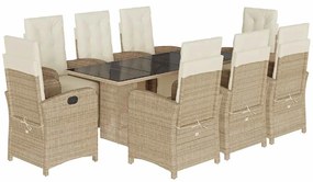 3212495 vidaXL Градински комплект с възглавници, 9 части, бежов полиратан